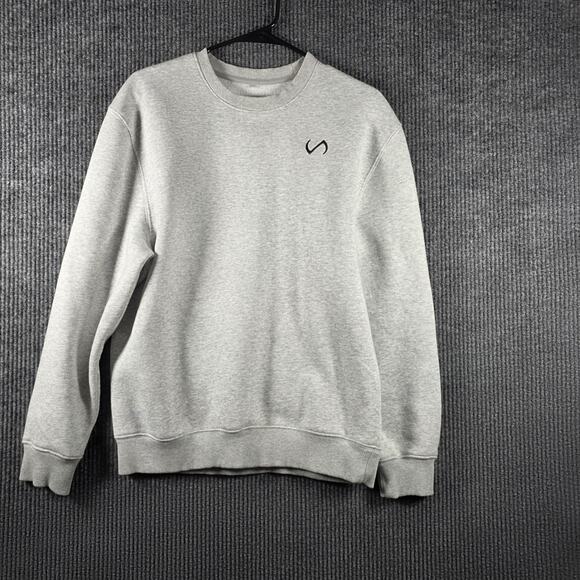 tlf Sweaters - TLF Gray Crewneck Sweatshirt Small Minimal Logo Fleece Pullover